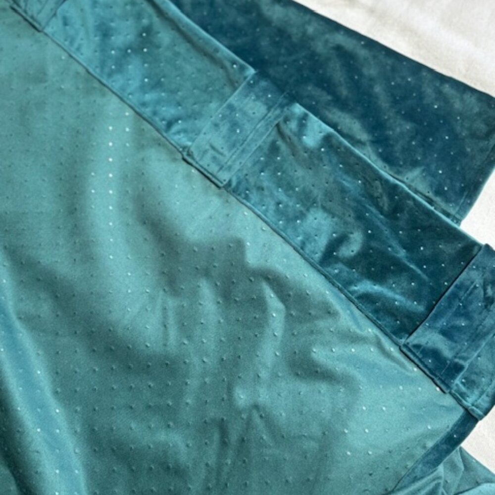 Anthropologie Teal Velvet Curtains - Picture 7 of 7